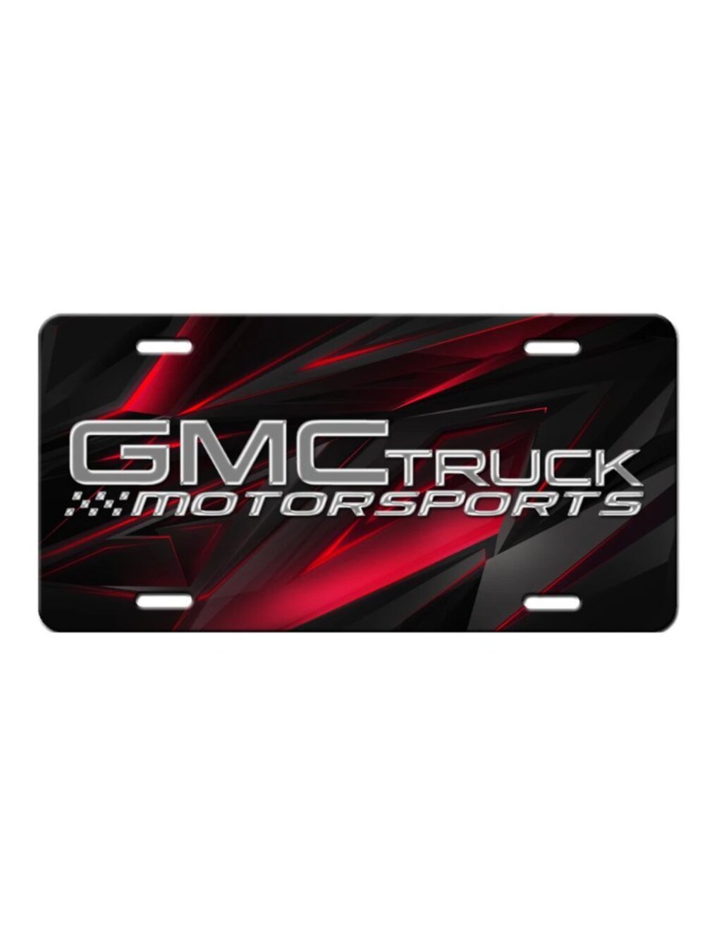 GMC Trucks Motorsports Aluminum Vanity license plate Tag New Silver Black Red